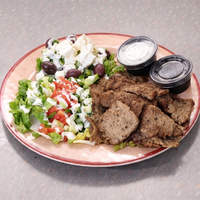 Lamb Kabob Over Rice Combo.